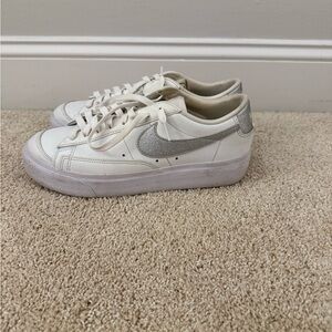 Platform Nike White and Metallic Sneakers - Women’s
